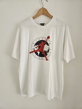 Vintage Air Jordan Flight Club Shirt Mens Large White Nike Basketball 90s